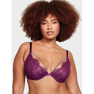 GIFT Victorias Secret Very Sexy Shine Strap Demi Bra 32DD Purple Grape Underwire